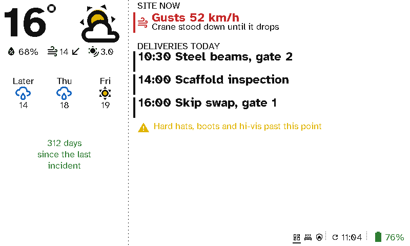 A building-site board